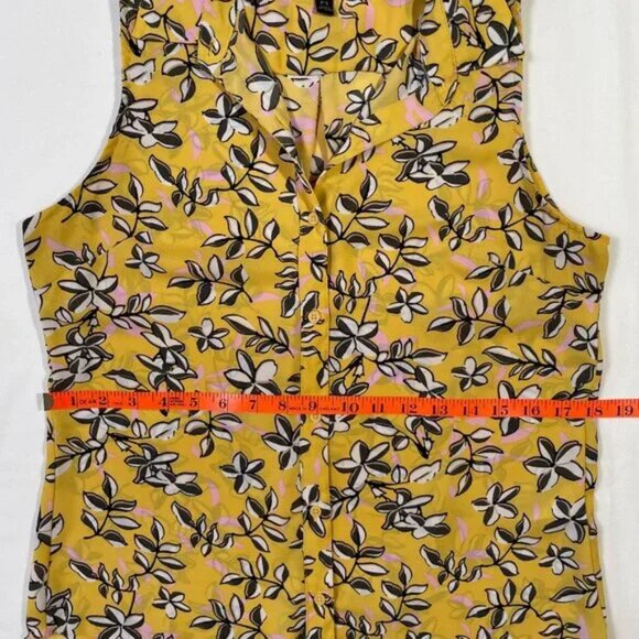 Banana Republic Yellow Floral Blouse Sleeveless Lightweight Size SP - Picture 9 of 14